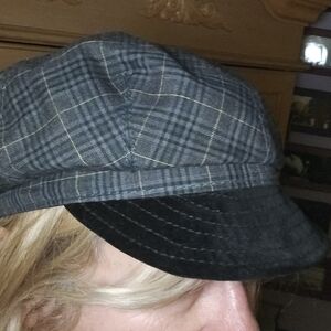 Goorin Bros Newsboy Cap - Black and Gray Plaid And Black Velvet Brim